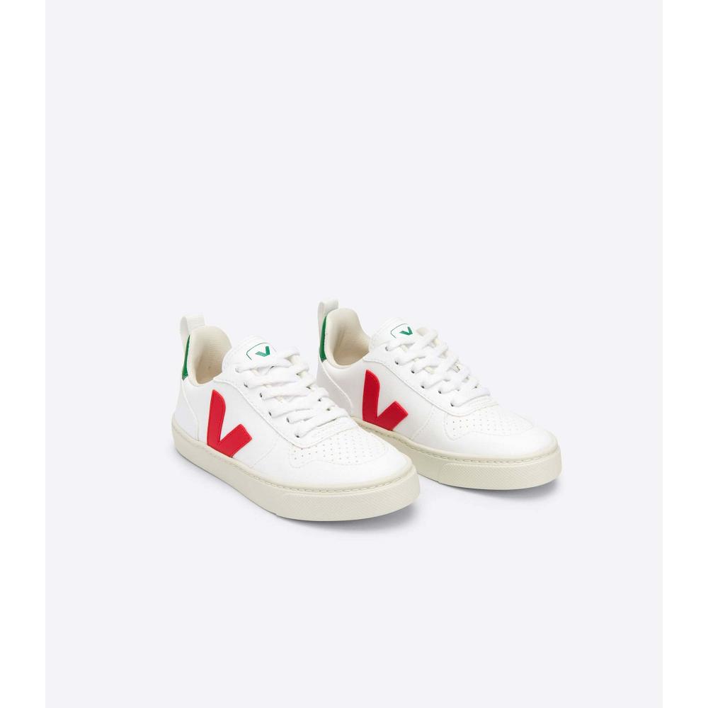 Veja V-10 LACES CWL Cipő Gyerek White/Red | HU 792QMA